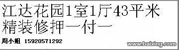 江达花园1室1厅43平米精装修押一付一